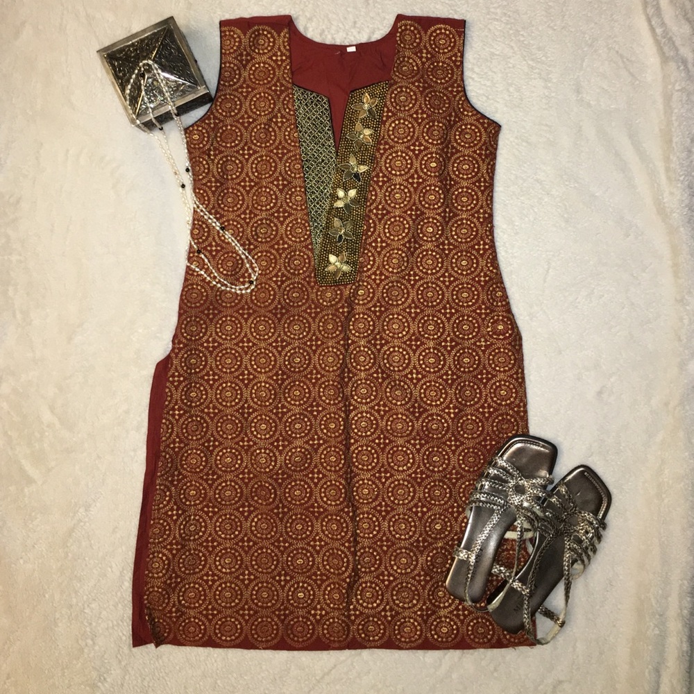 Beaded Tunic in Rust
